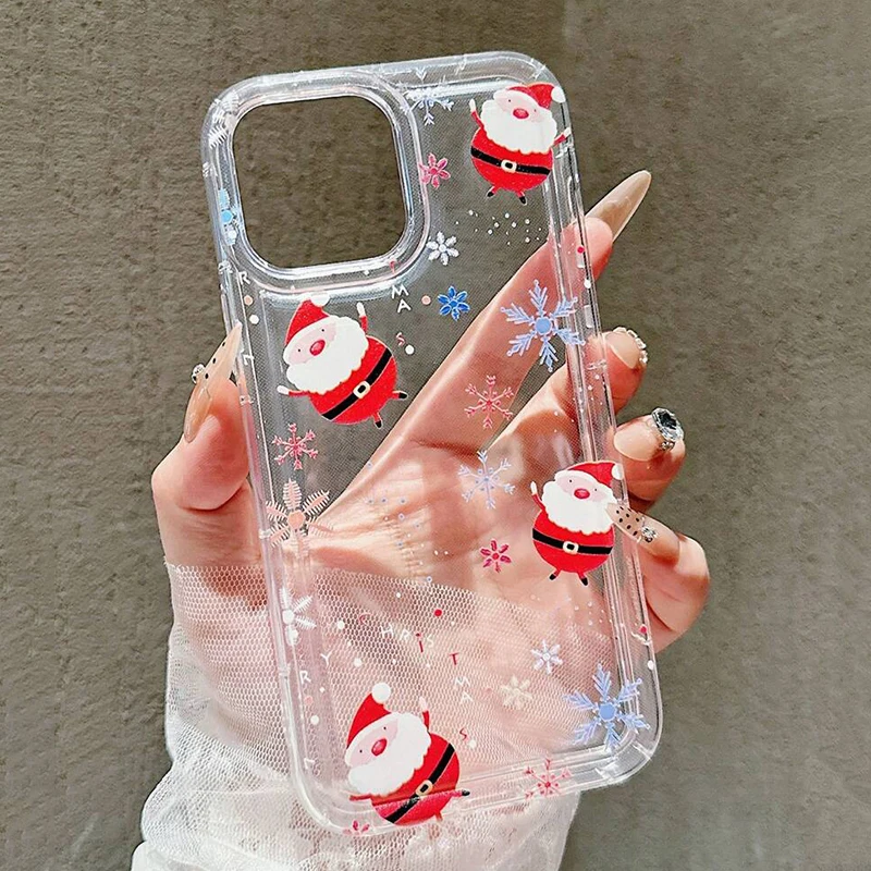 ندفة الثلج شجرة عيد الميلاد قضية الهاتف آيفون 17 16 برو ماكس الهواء 15 14 زائد 13 12 11 برو 7 8 XR X XS SE2 غطاء شفاف مقاوم للصدمات #4