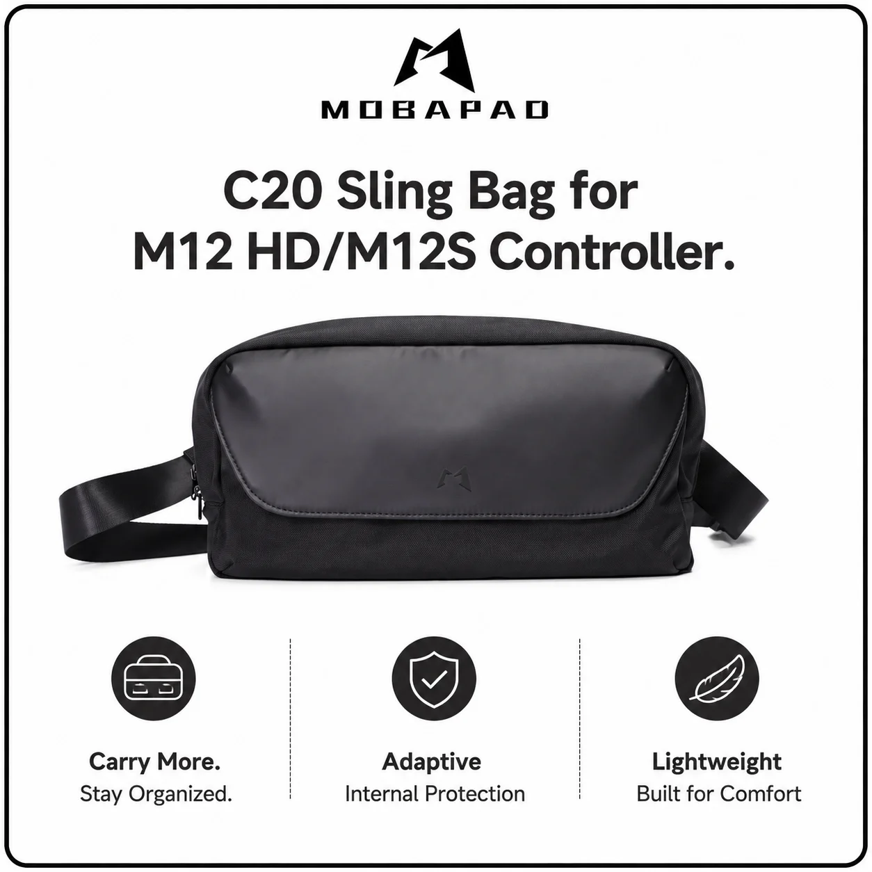 MOBAPAD Sling Bag for Switch 2 and M12 Joypad Soft Shoulder Storage Bag with YKK Zippers Case for Steamd Dock Rog Ally Console
