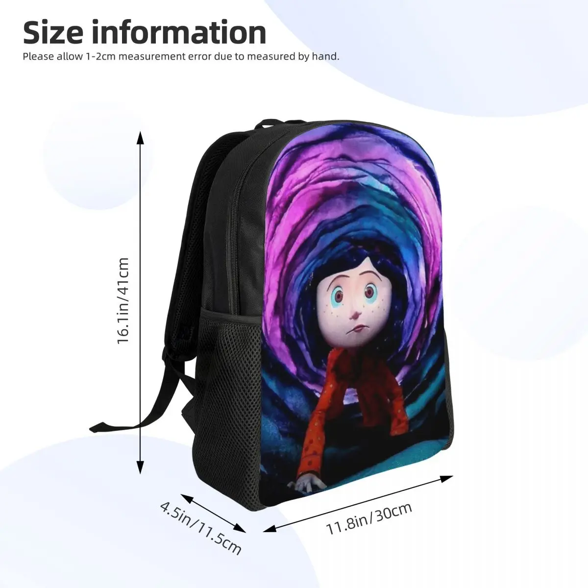 Custom Halloween Horror Movie Coraline Backpack for Girls Boys School College Travel Bags Women Men Bookbag Fits 15 Inch Laptop