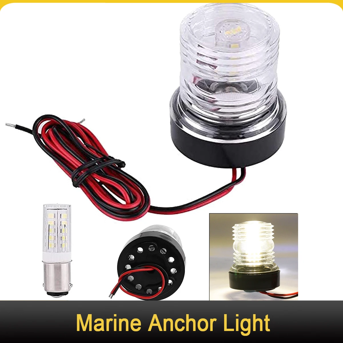 

12-24V LED Navigation Light Waterproof Signal Light All Round 360° Small Marine Anchor Lights for Boat Ship Yacht Garden