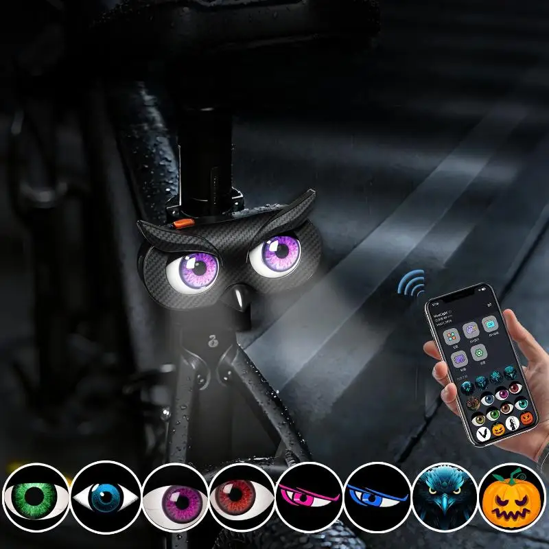 

1 Set App Control Taillight Lamp Motorcycle LED 3D Lens Dynamic Devil Eye Decor Light For Bicycle Accessory Plane And Lens Style