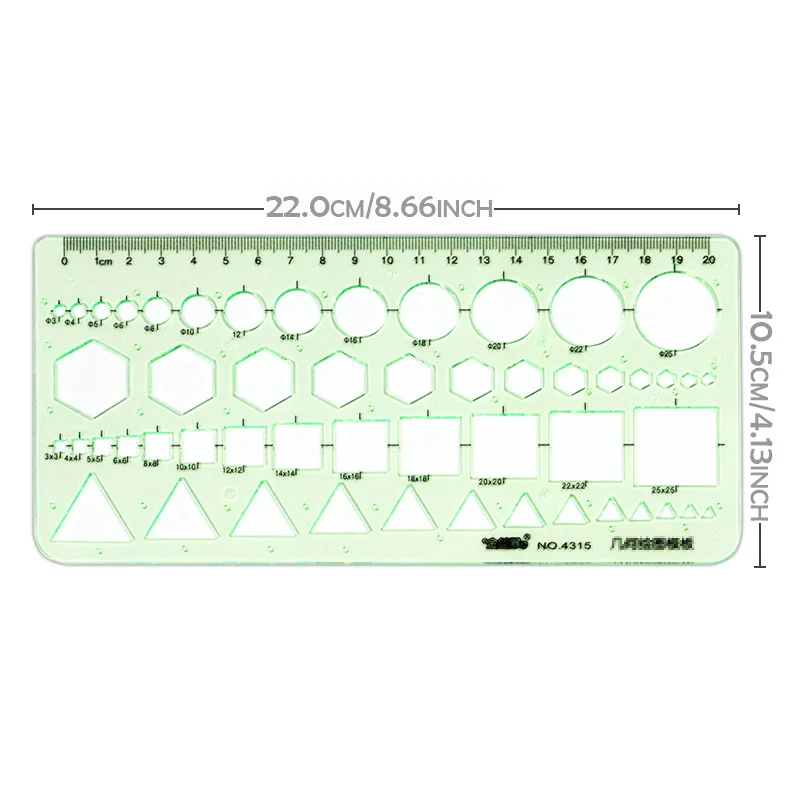 Geometric drawing measuring ruler hollow formwork ruler, suitable for offices and schools, building templates, drawing drafting
