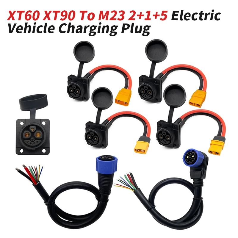 

Male Female XT60 XT90 To M23 2+1+5 Electric Vehicle Charging Plug Socket Cable Welding Power Self-locking Waterproof Connectors