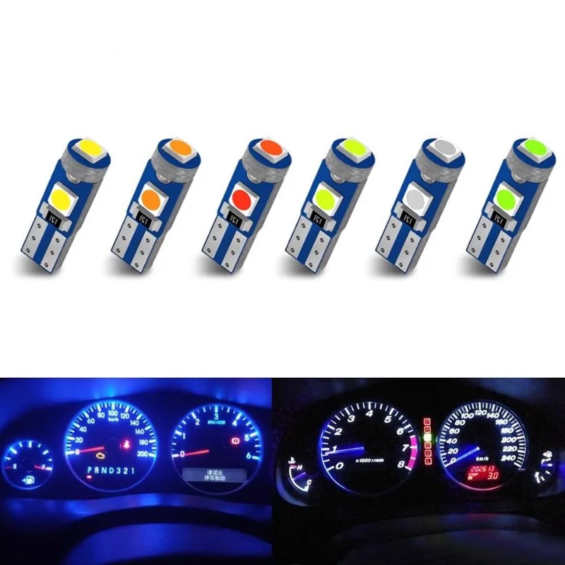

12V Automotive LED Instrument Light 6000K T5-3030-3SMD Modified Air Conditioner Button Clock Light Ashtray Small Plug Light Bulb