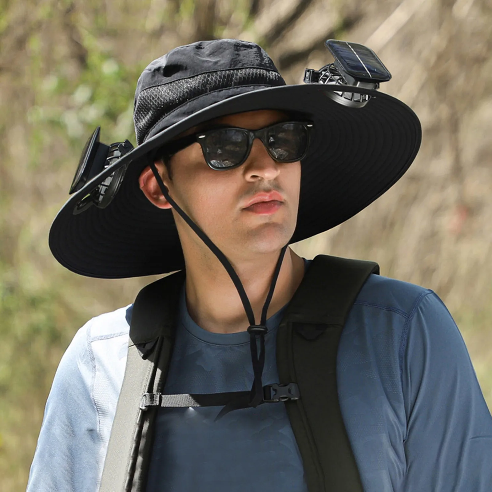 

Anti-UV 2 Fans Hat Solar Charging &Air Cooling Fan Sun Hat Wide Brim Bucket Hat For Fisherman 2025 Men Hat Summer Cooler Sun Cap