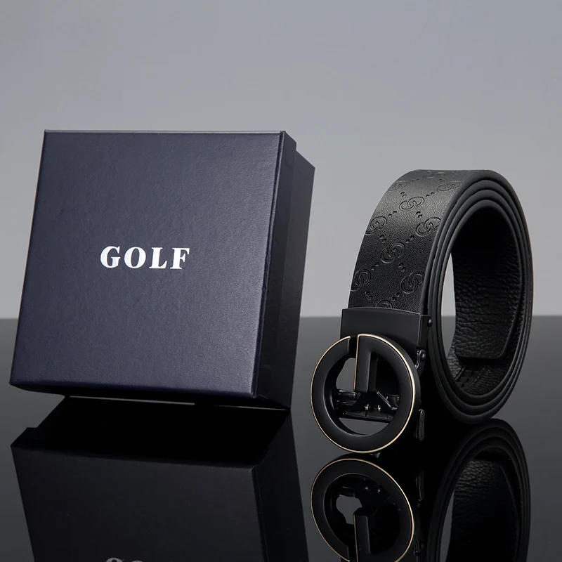 GOLF Men's Genuine Leather Belt  High end Brand Automatic Buckle Business Belt Middle Youth Fashion Belt Trendy Casual B