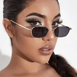 Vintage Small Metal Frame Sunglasses Retro Fashion Polygon Octagon Sun Glasses for Men Women Luxury Brand очки солнцезащитные