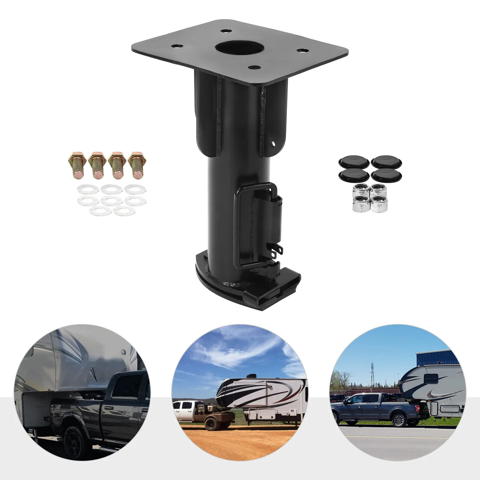

17" Fifth Wheel RV Adapter Hitch Gooseneck Converter for Camper Trailer Black