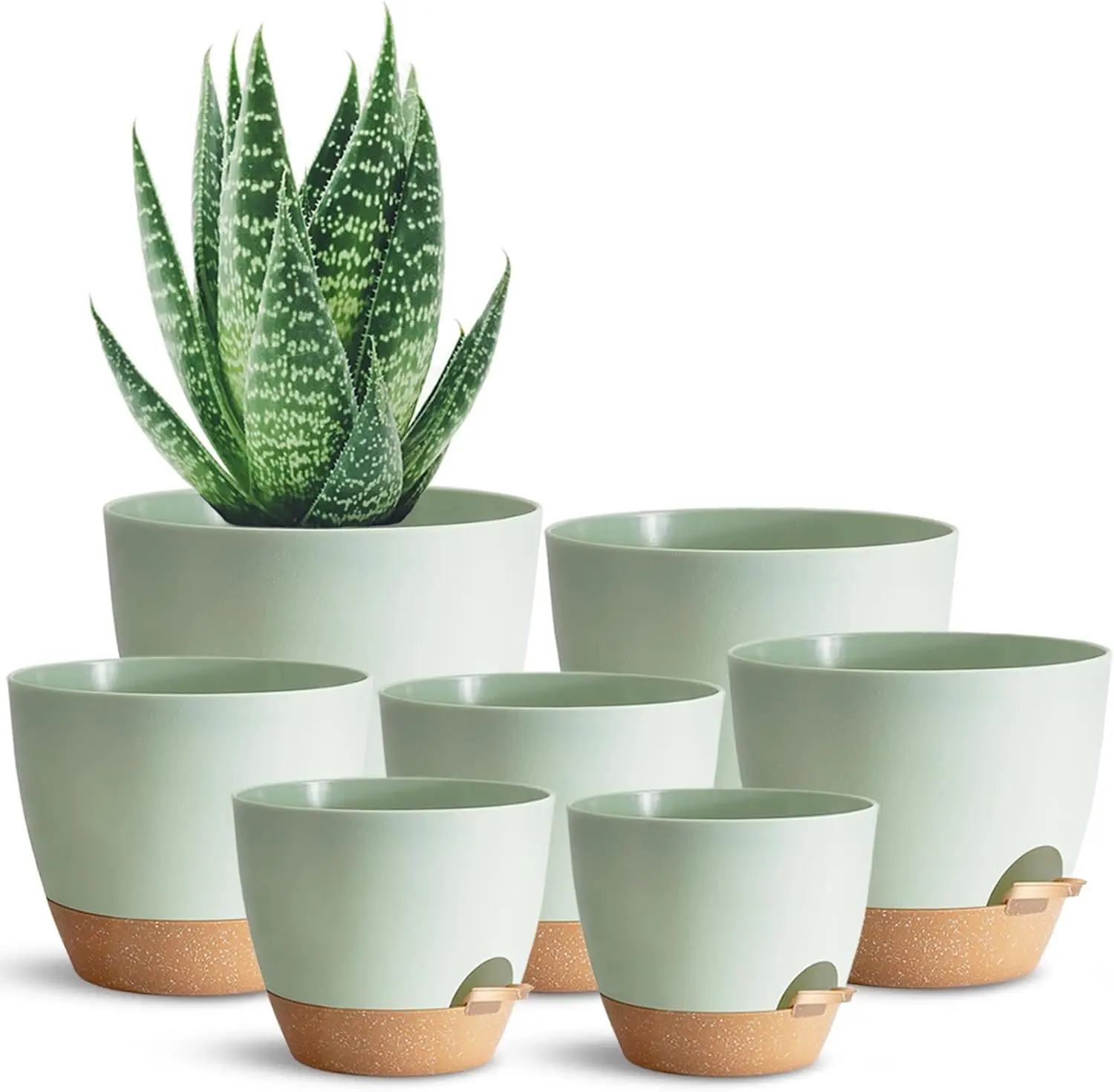 

Self Watering Plant Pot with Drainage Hole,Plant Pots Outdoor Flower Pots for Indoor Plants,Modern Green Plastic Self Wa