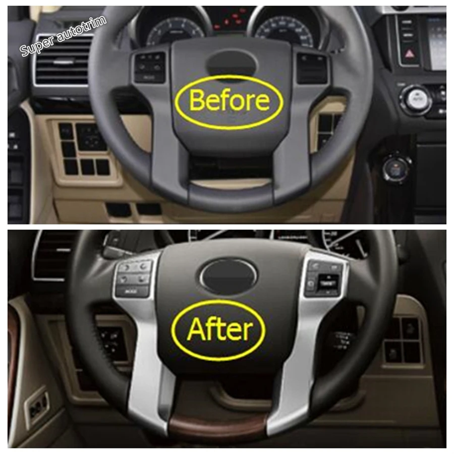

Car Steering Wheel FrameDecoration Cover Trim For Toyota Land Cruiser Prado FJ150 2014 - 2020 Matte Accessories Interior Refit