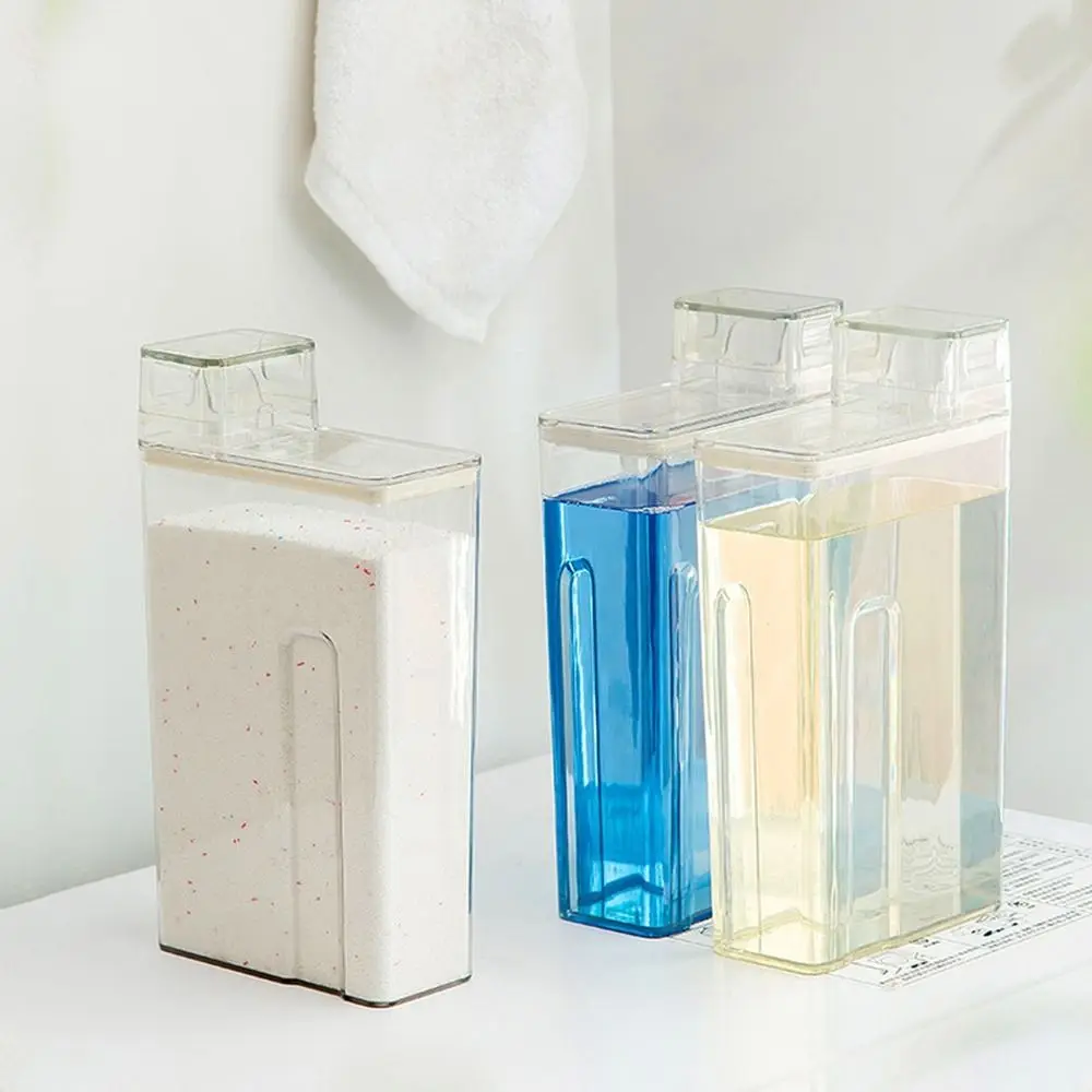 

Transparent Laundry Detergent Bottle Large Capacity Refillable Laundry Powder Container with Cap Sealed Softener Storage Bottle