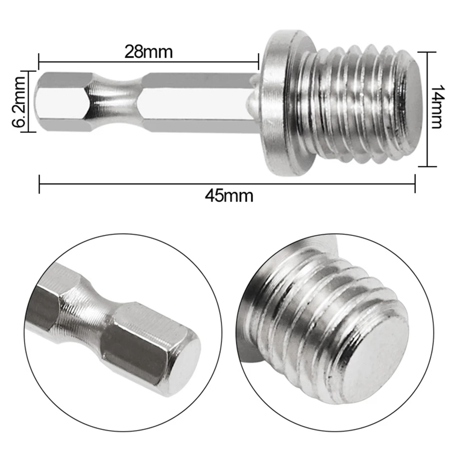 M14 Drill Adapter 1/4 Hex Shank Drill Adapters M14 Screw Thread Connecting Rod Angle Mill Handle Polishing Grinder Electric Tool