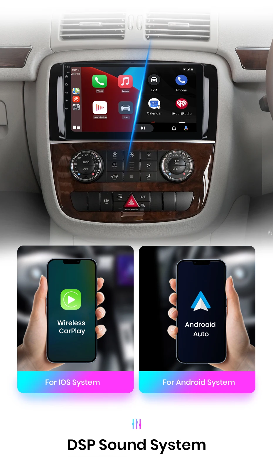 Junsun Carplay Android Auto Autoradio für Mercedes Benz R251 R300 R280 R320 2012-2015 GPS intelligente Systeme Multimedia – Detail 13