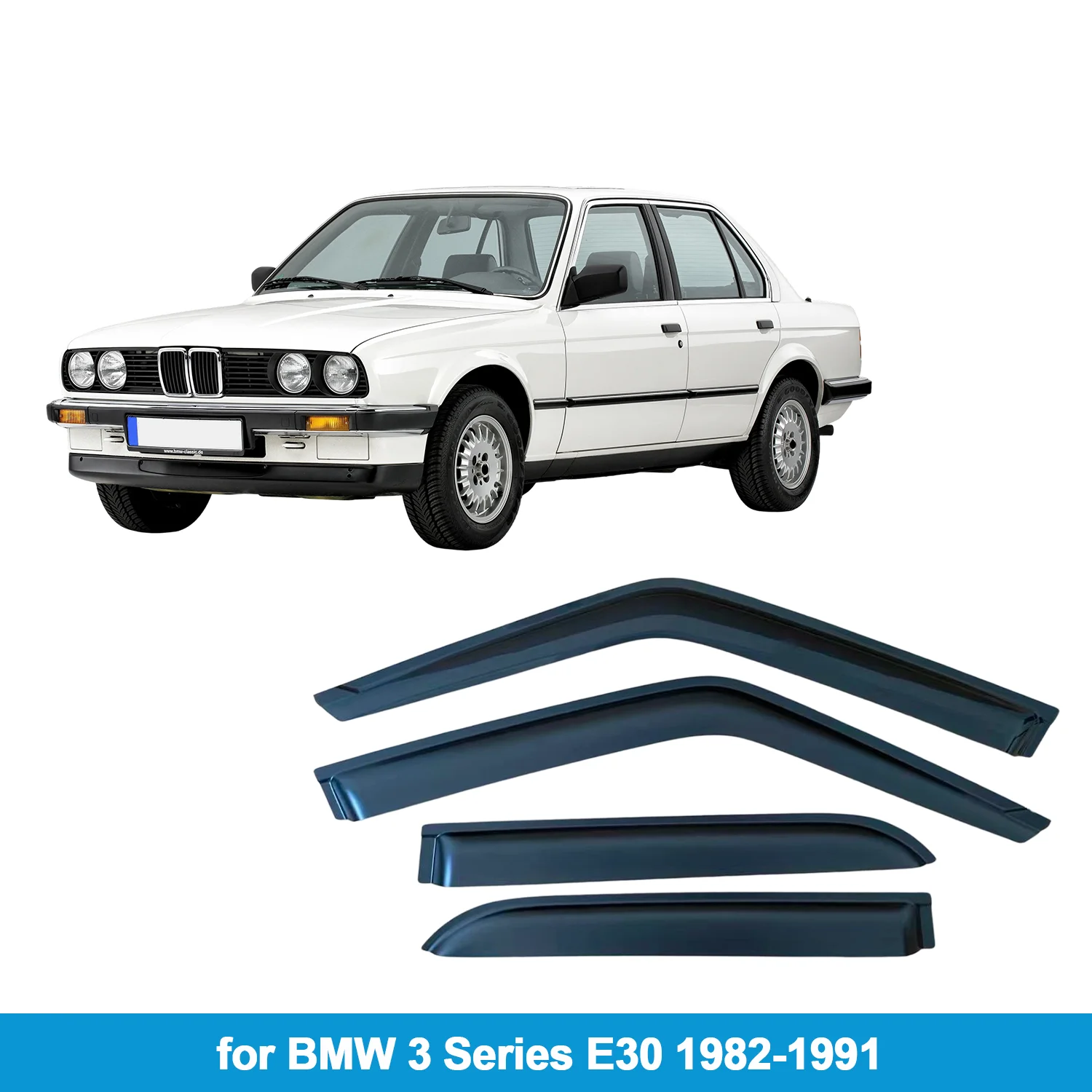 

Дефлекторы окон для BMW 3 серии E30 1982-1991, защита от дождя, боковые вентиляционные накладки, внешние, на клейкой ленте