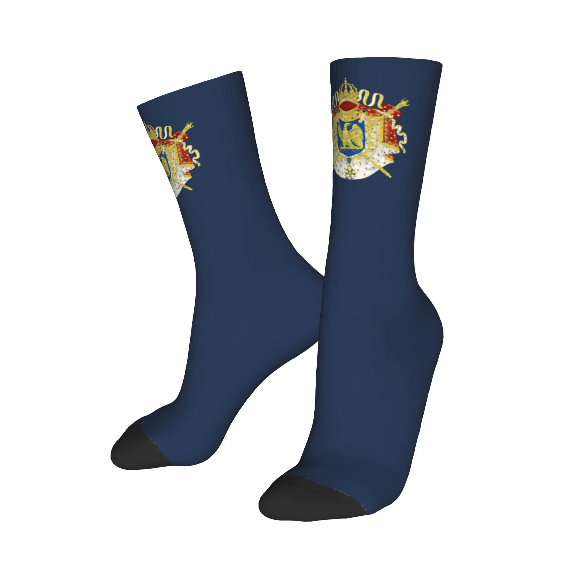 Custom French Empire Napoleon Men Women Crew Socks Unisex Novelty Coat Of Arms of France Spring Summer Autumn Winter Dress Socks