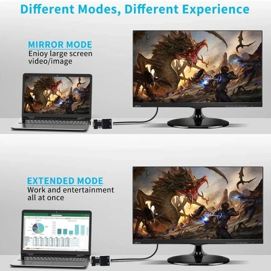 VGA-HDMI 호환 컨버터 어댑터, HDMI-VGA 비디오 어댑터, HDTV 프로젝터 모니터용 3.5mm 오디오 케이블 포함