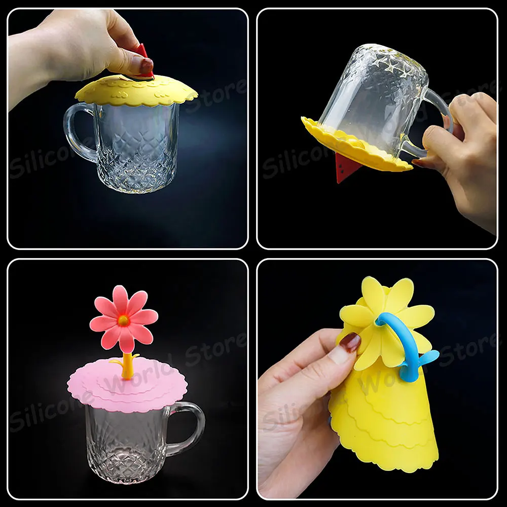 Silicone World Universal Dustproof Silicone Cup Lid Leak Proof Cup Cover Mug Ceramic Cup Handle Cup Lid Water Cup Accessories