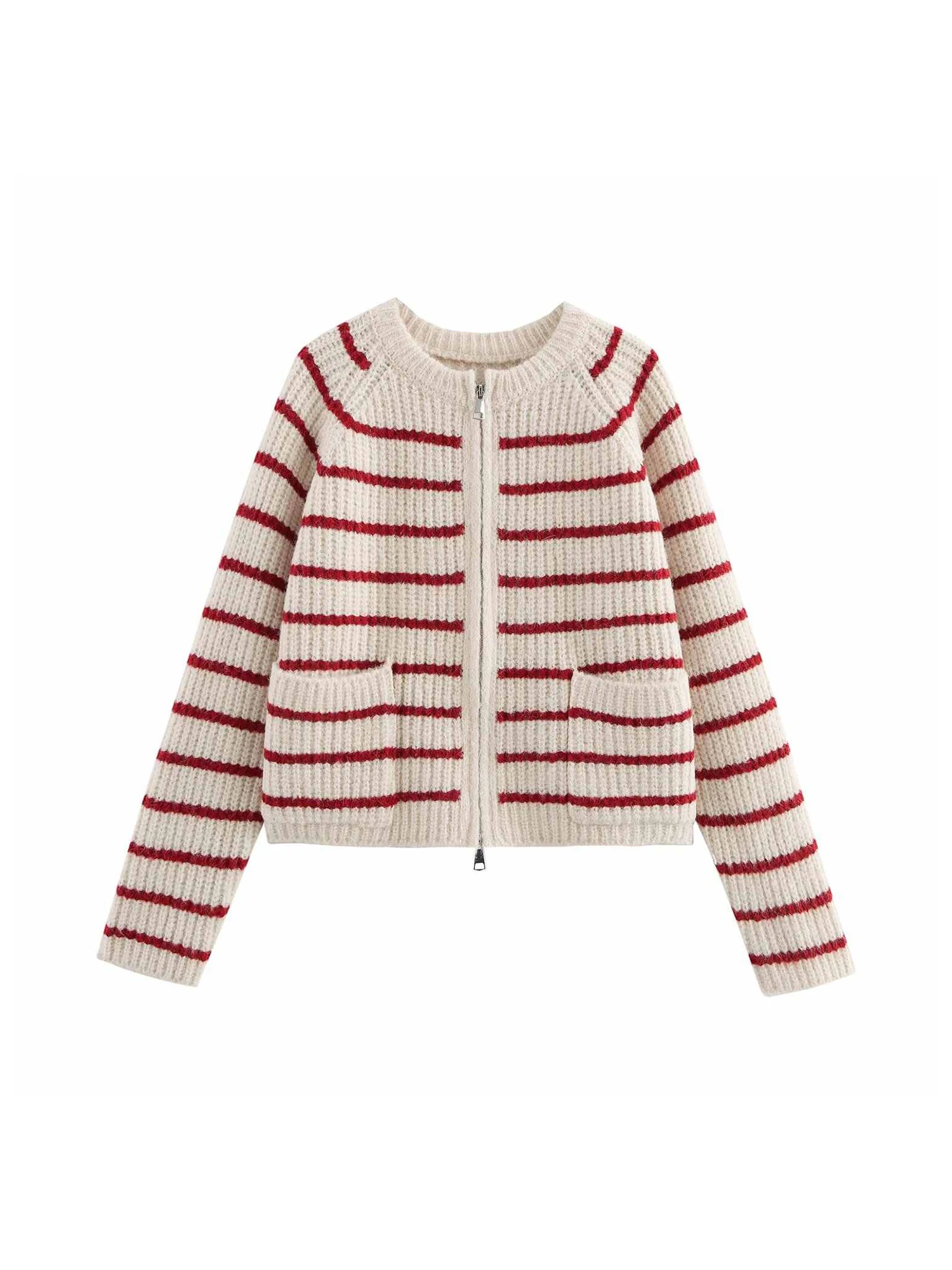 

Женский кардиган в красную полоску, вязаный свитер, винтажный джемпер 90-х годов, трикотаж, кашемировый свитер с круглым вырезом и длинными рукавами 2000-х годов, осень 2025 г.