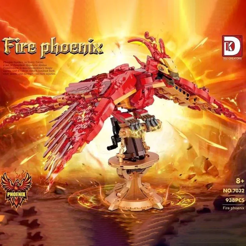 NEW Creative Magic Movie Fire Phoenix Building Blocks Chinese Fly Divine Beast Animal Bird Model Bricks Assembled Toy Kid Gifts