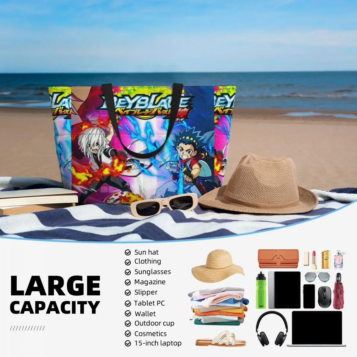 Beyblade Burst Evolution sac fourre-tout de plage Sport Gym Yoga Duffle grand sac fourre-tout femmes sac de voyage sac de Fitness