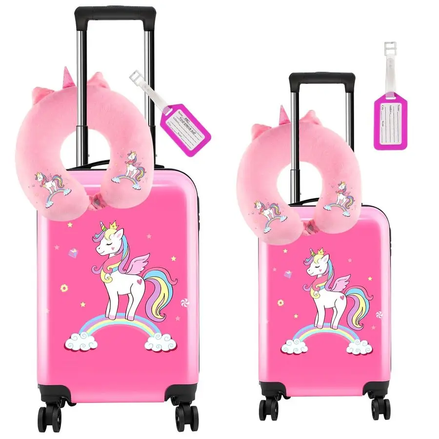 

Pcs Kids Luggage Set Kids Rolling Suitcases for GirlsPink,18, 20,Unicorn