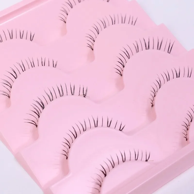 Manga Lower Eyelashes Design 5 Pairs Soft Fluffly Natural Handmade Lower Eyelashes Clear Band Bottom Lashes Makeup Cosmetic Tool