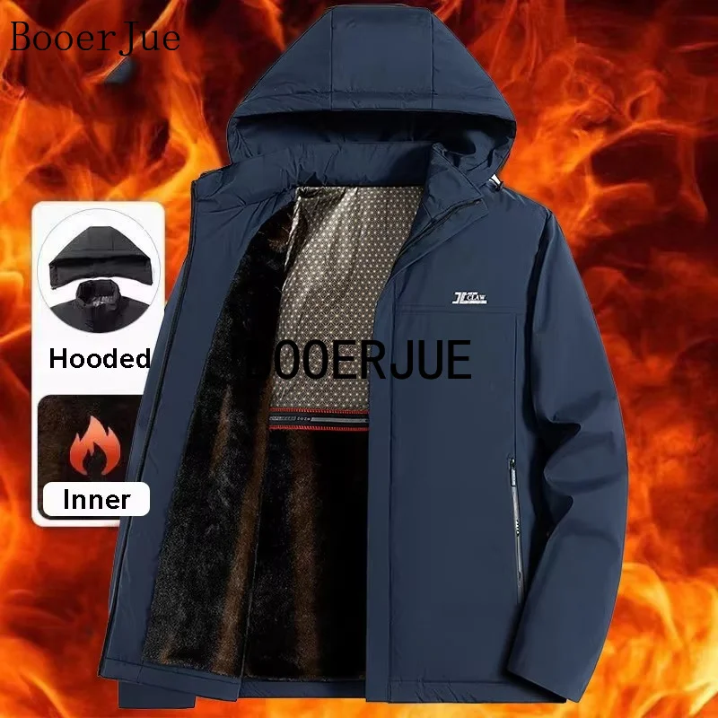 Graphene Warm Winter Coat Men Hooded Jacket Fleece Lining Windproof Waterproof Camping Climbing Running Hiking Outdoor Sports