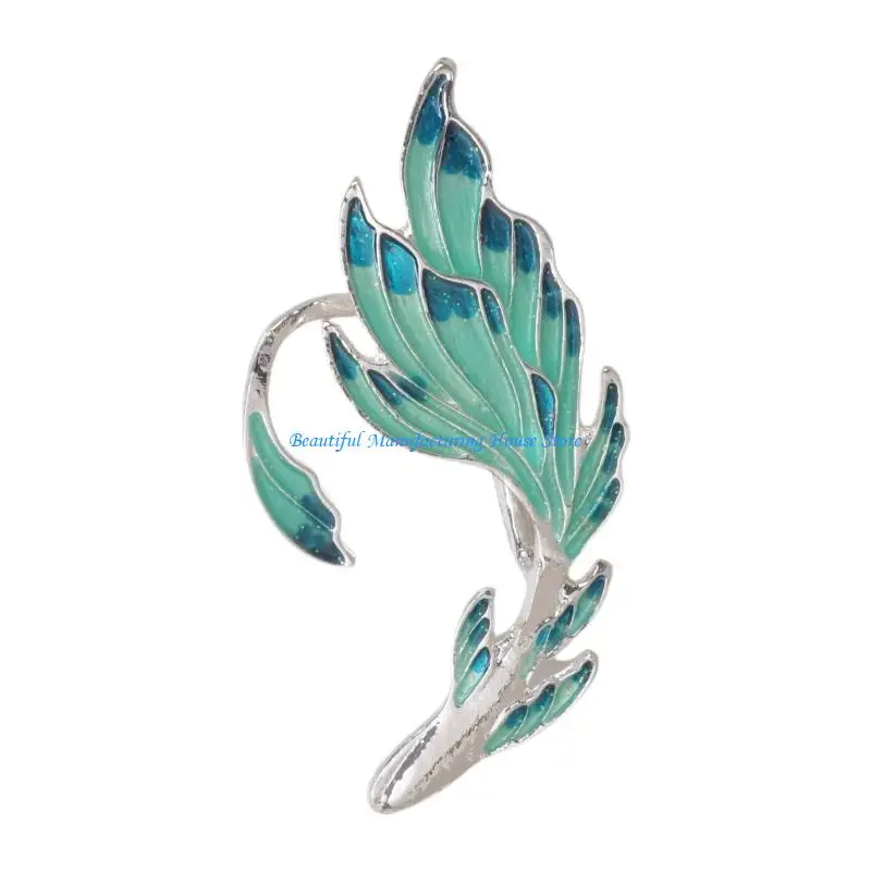 E56A Elf Ear Cuff Earrings Gradient Blue Pierced Ear Wrap Unique Gold-fish