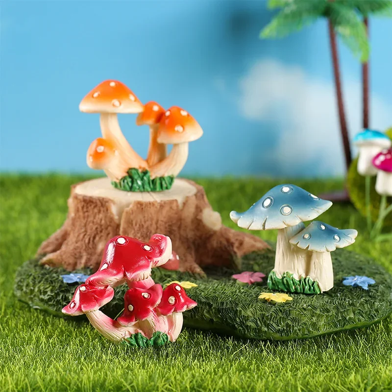 Neueste Simulation Roter Pilz Figur Dekorative Mini Pflanzen Fee Garten Cartoon Gebäude Statue Miniatur Moos Ornamente Dekor