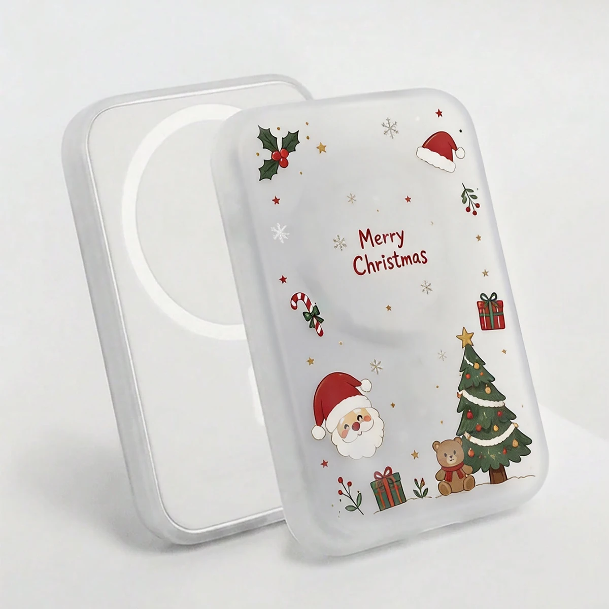 2 Christmas-Themed Tpu Magnetic Charging Protective Cases, Compatible with Apple's Original Magsafe Wireless Power Bank - Christmas Pattern Design, Anti-Drop - Batteries Not Included - Christmas Gift