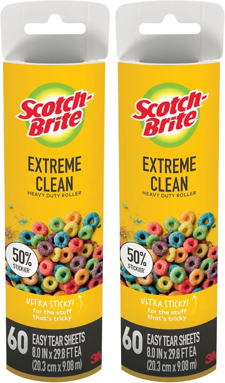 

Large Surface Lint Roller Refills, 8 in x 29.8 ft, 50% Stickier, 60 Sheets Each, 2 Pack (120 Total)