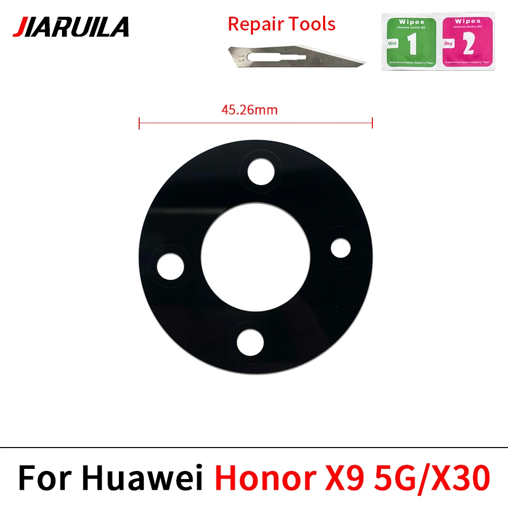 10 pçs lente da câmera traseira para huawei honor x5 plus x6s x6a x7a x8 4g x9 5g x9a x9b capa de vidro com adesivo reparação