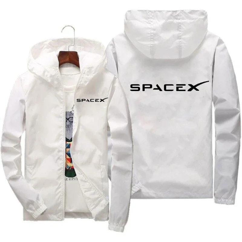 2024 New Mens SpaceX Space X Logo Hooded Sweatshirts Print Casual Spring and Fall Protective Running Suits Sports Coats Zipper