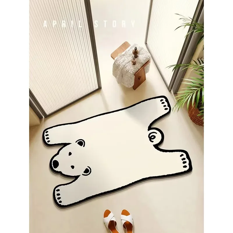 VIKAMA Minimal Cartoon Beast Rug, for Entryway Living Room Balcony, Quick Dry & Machine Washable, Home Accessories