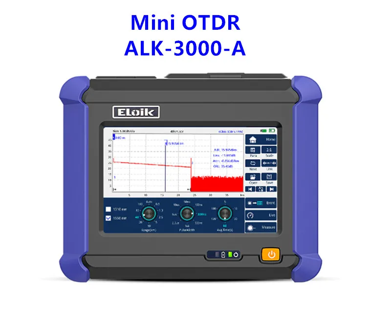 

12 in 1 Pro mini OTDR ALK-3000-A Reflectometer for 1310/1550 nm 24/22dB Tester with OPM OLS VFL RJ45 Event Map Touch Screen