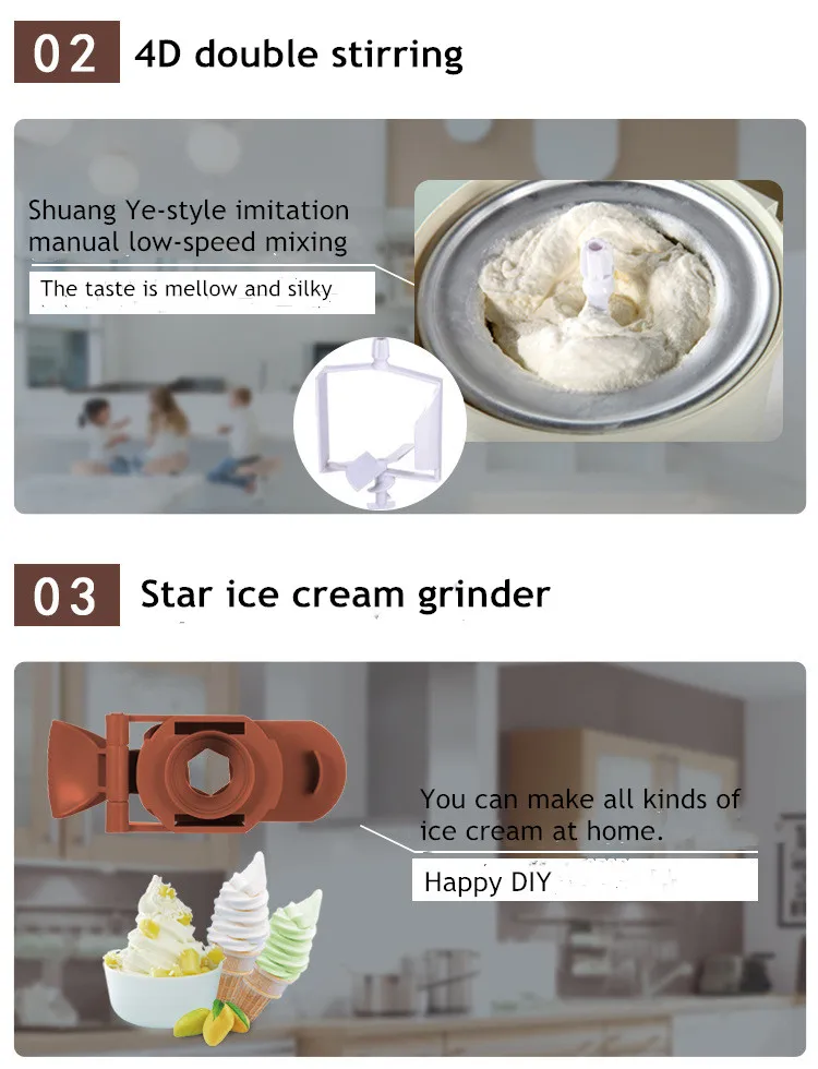 Eismaschine, manuell, automatische Tischplatte, einfache Bedienung, große Kapazität, Mini-Soft-Eismaschine für Zuhause, DI – Detail 10