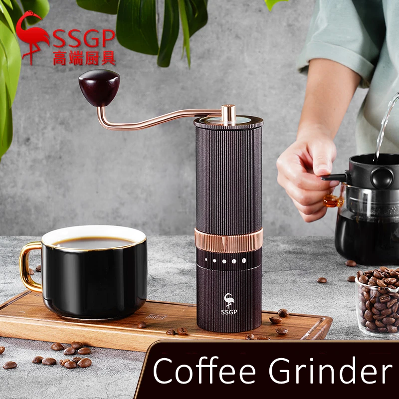 LFGB Certificate Luxury Coffee Grinder 5 Gears Thickness Adjustable Stainless Steel Rotor Smooth Manual Coffee Powder Maker