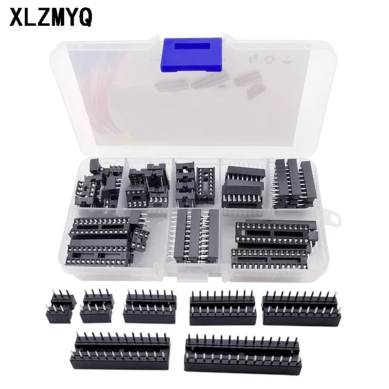 66PCS/Lot IC Socket DIP Chip Holder 6 8 14 16 18 20 24 28Pin Integrated Circuit IC Chip Socket Set DIP Socket DIY Electronic Kit