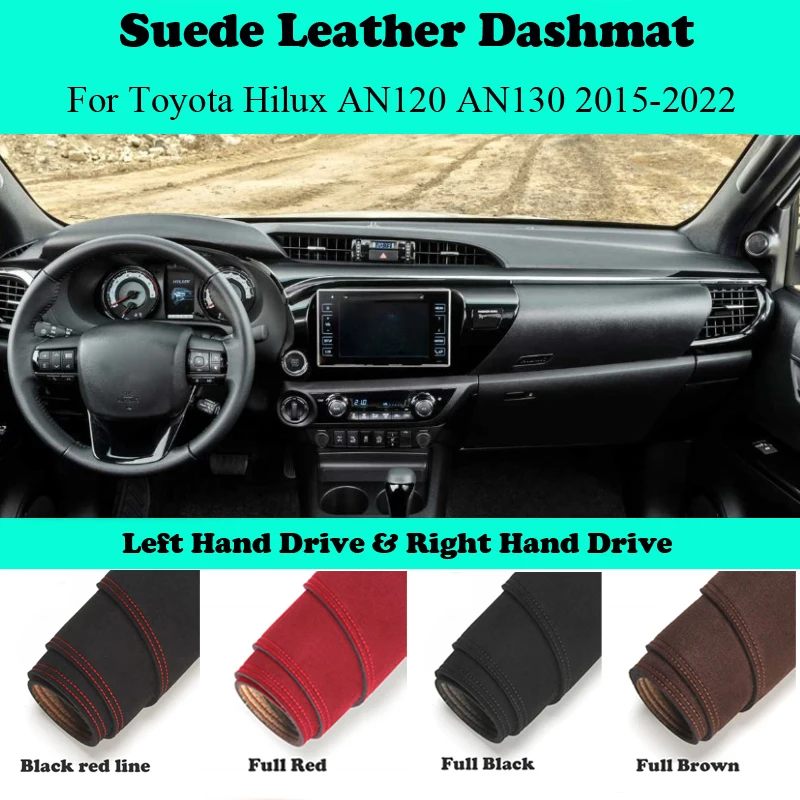 Ornaments Car-styling Suede Leather Dashmat Dashboard Cover Dash Mat For Toyota Hilux AN120 AN130 2015 2016 2017-2020 2021 2022