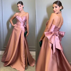 Customized S Bow Pleat Homecoming Straight Sweetheart Bespoke Occasion Gown Long Dresses