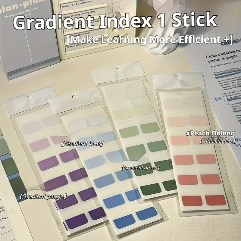 Gradient Color Sticky Notes - Strong Adhesive Writable Page Markers for Students & Office Workers, for Books, Documents, Planner