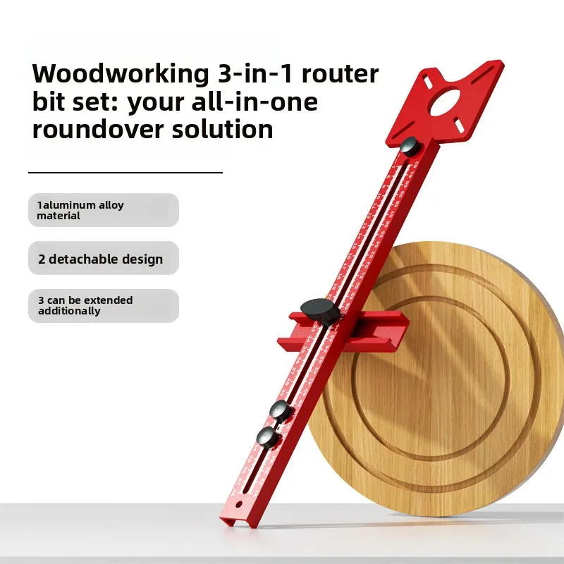 Woodworking Milling Round Artifact Auxiliary Round Hole Trimming Machine Slotting Bracket Positioning Ruler Tool