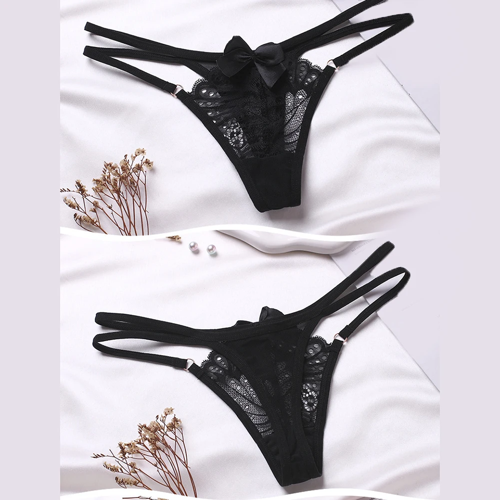 Womens Sexy Lingerie Lace Thong Thin Breathable Hollow Thin Straps Underwear Fashion Breathable G-string Soft Intimates Lingerie
