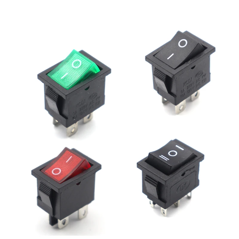 【10PCS】15x21mm 4Pin ON-OFF 2 Position DPST Snap-in Mini Rocker Switch 12A/125VAC 10A/250VAC