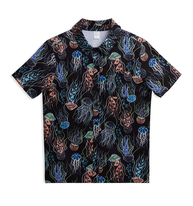 Fashion Summer Jellyfish Men's Shirts Hawaiian 3d Print Cozy Casual With Button Shirts Short Sleeve Beach Oversized Shirts