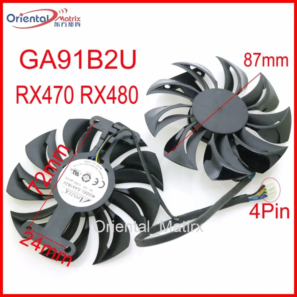 GA91B2U 12V 0.40A 87mm 4Wire 4Pin For Dataland RX470 RX480 Graphics Card Cooling Fan