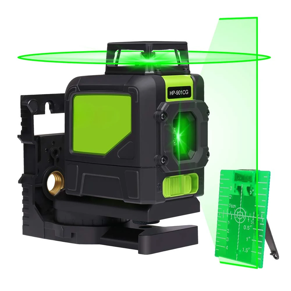 Huepar 901CG Self-leveling 360 Horizontal Cross Line,Multi Outdoor Pulse Mode 5 Lines Green Beam Laser Level