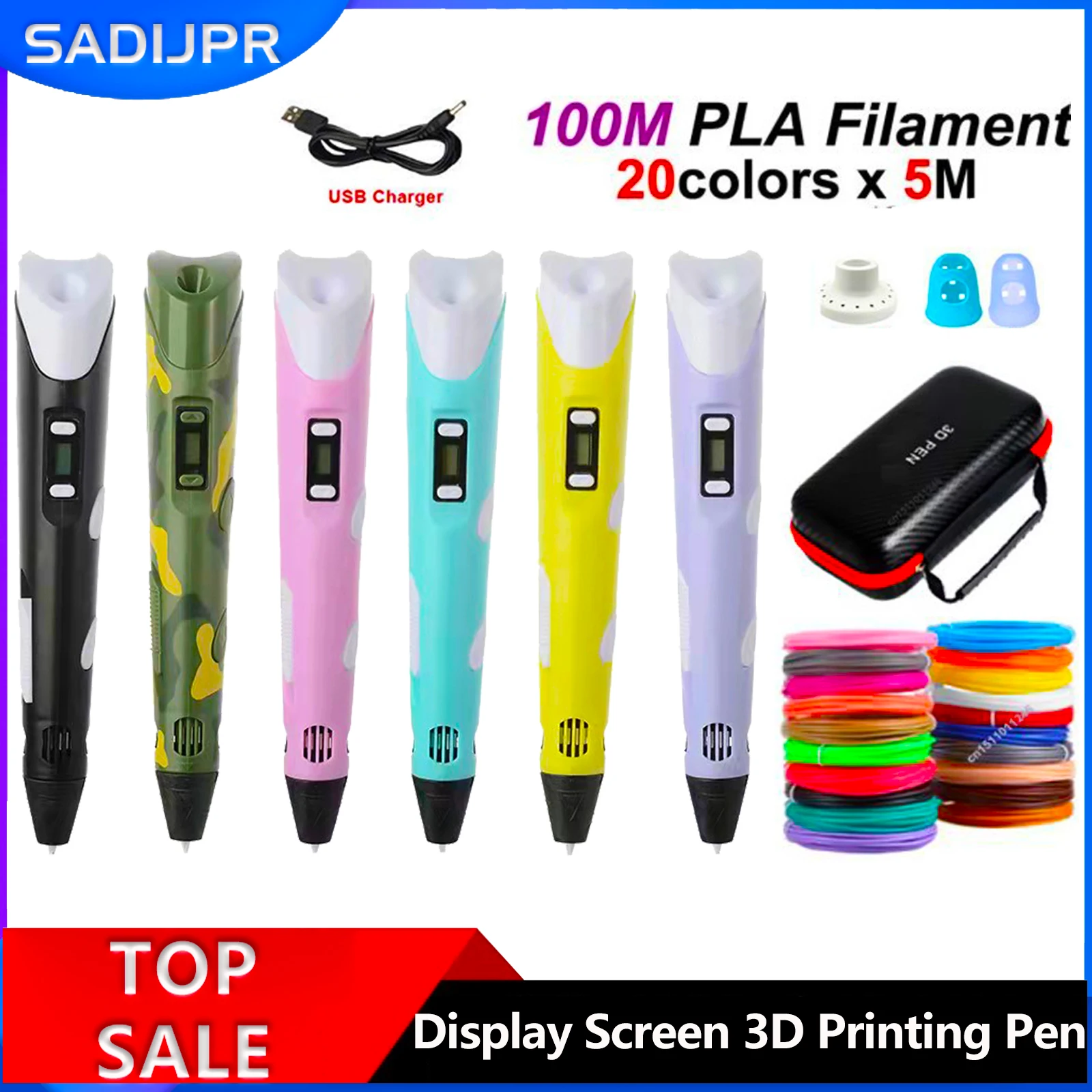 

3D Pen Drawing Printing Pen With LCD Screen Compatible PLA Filament Toys Safe Paiting for Children DIY Christmas Birthday Gift
