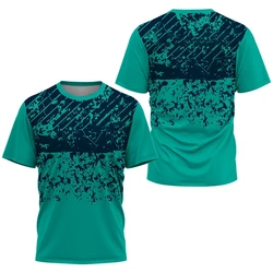 Summer Tops Fashion Gradient Stripe Print T-Shirt Men Badminton Table Tennis Comfort Clothing Casual Round Neck Sports T-Shirts