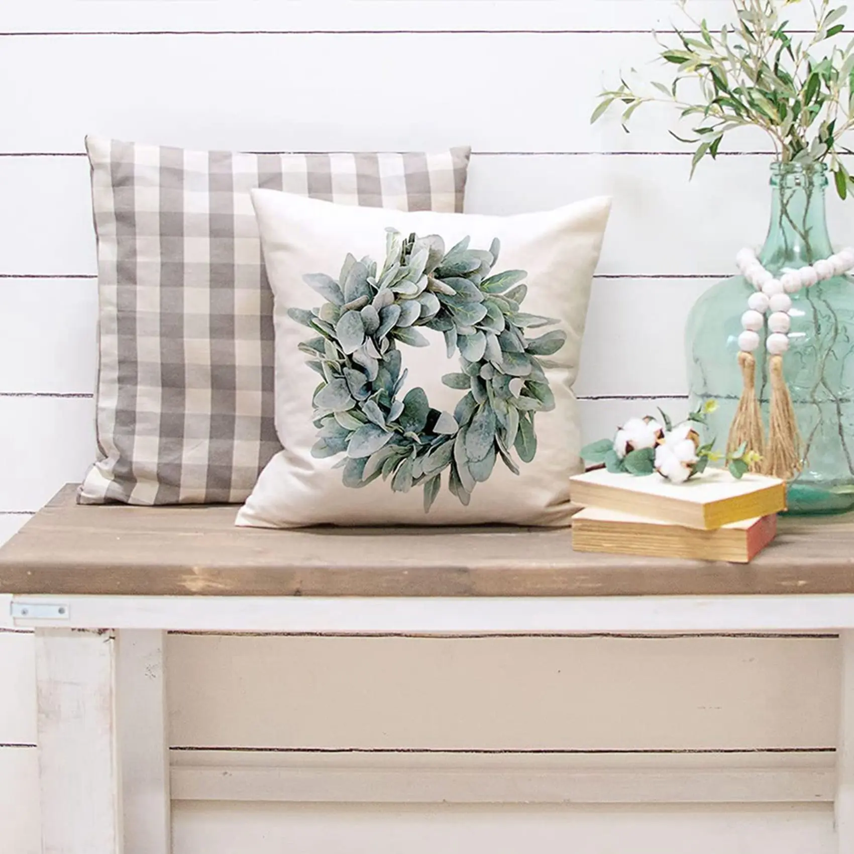 

M11K-Farmhouse Decor Pillow Covers 18X18 Inch Set Of 8 Throw Pillow Covers Farm Decorations Pillow Case For Couch Sofa